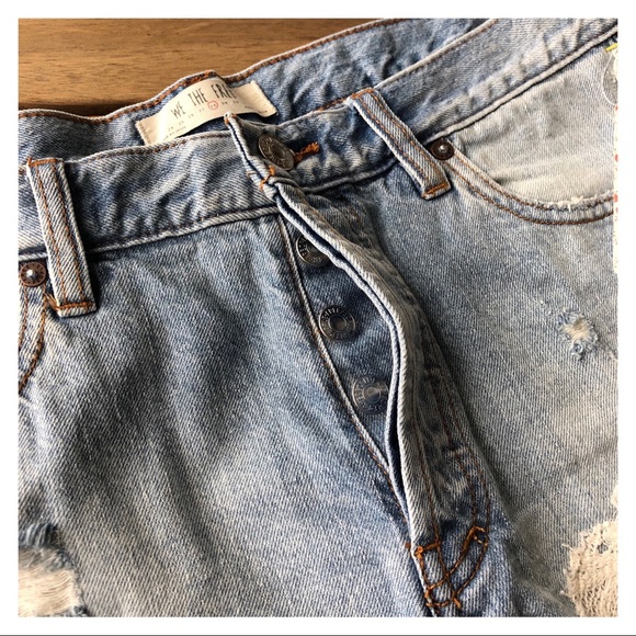Free People Lace Hem Shorts Denim 28 - Picture 6 of 8